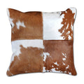 Leather Hide Cushion Ivory and Brown